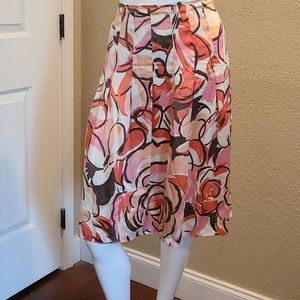 New York & Company‎ Womens Size 2 Pink/Brown Silk Pleated Skirt
